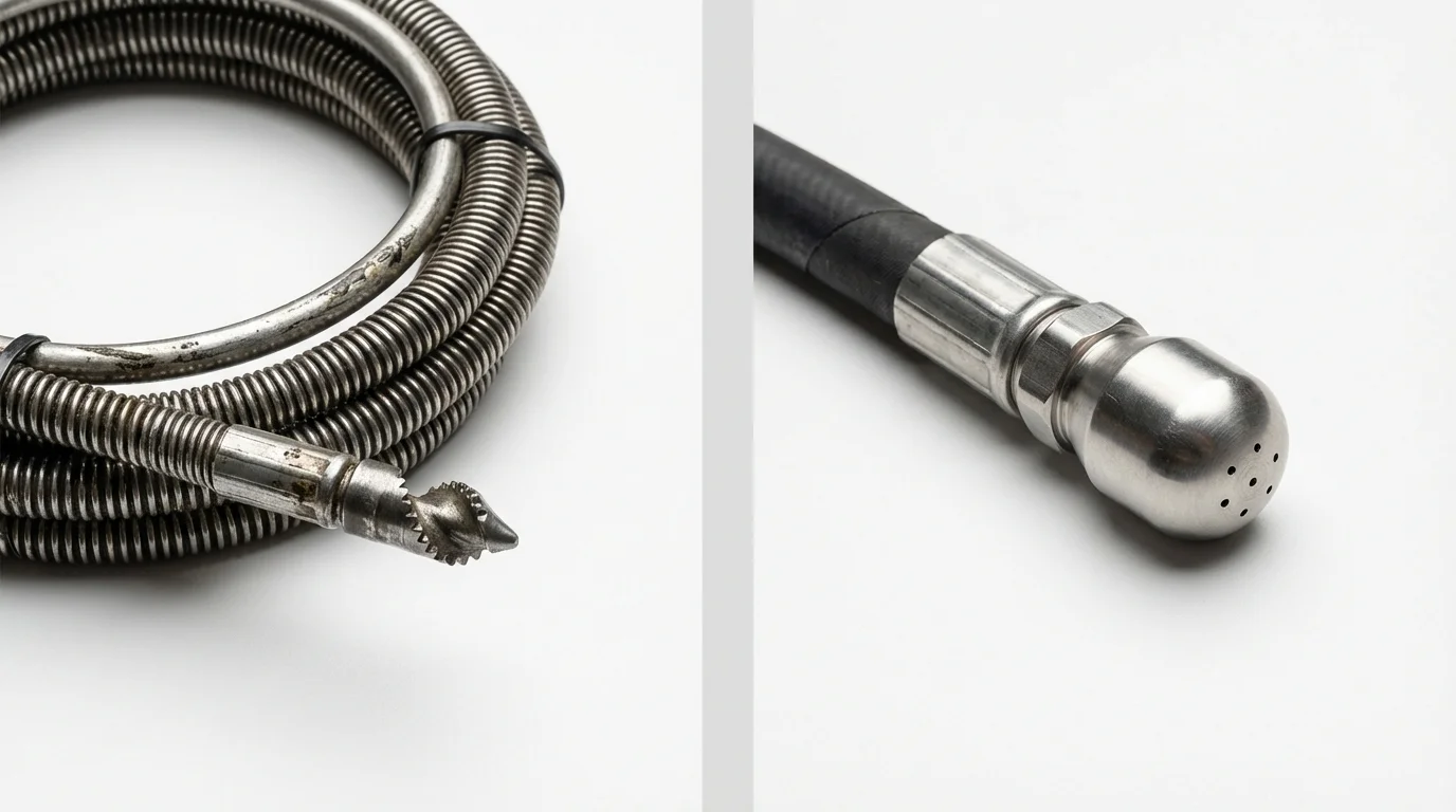 Drain snake cable and hydro jetting nozzle used for drain cleaning in Villa Grove, IL