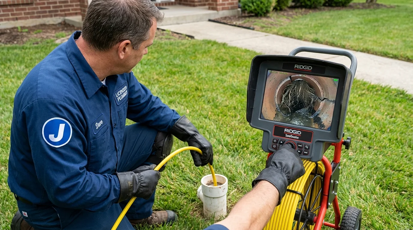 Sewer camera inspection being performed by Johns Plumbing LLC in Villa Grove