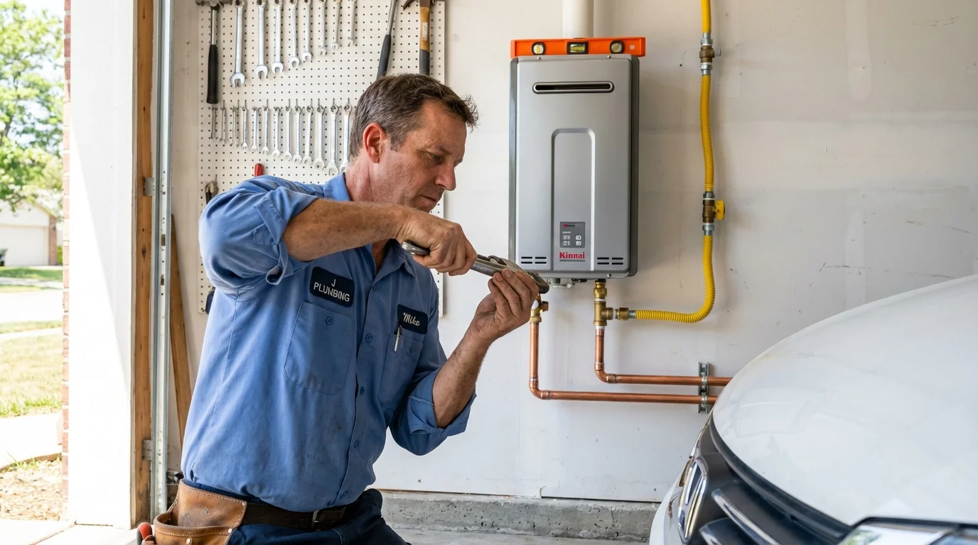 Tankless water heater installation by a Johns Plumbing LLC plumber in Villa Grove